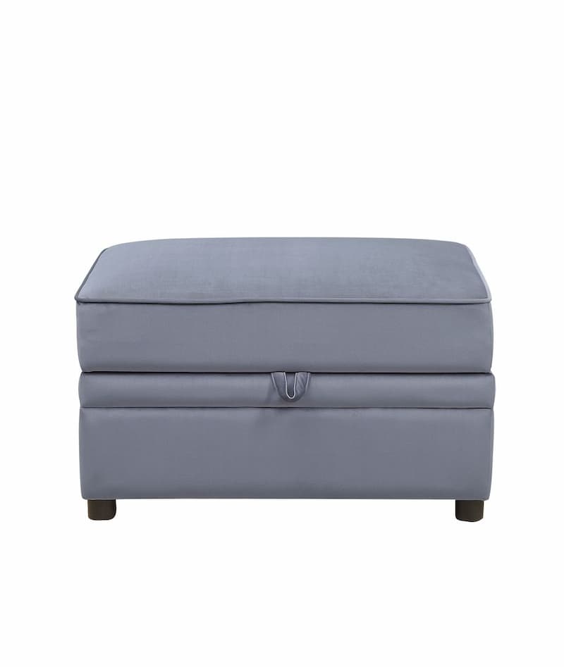 Bois II Gray Velvet Ottoman W/Storage