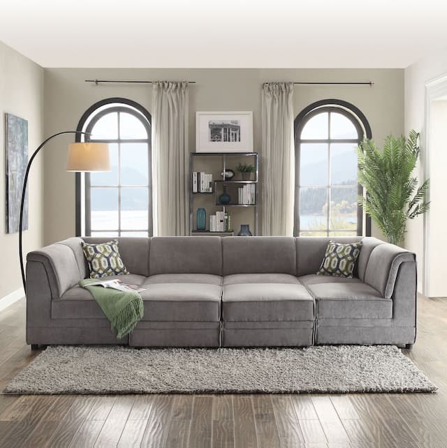Bois Gray Velvet Modular - Armless Chair