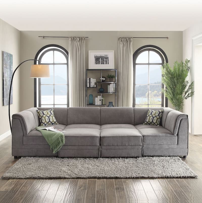 Bois Gray Velvet Modular - Armless Chair