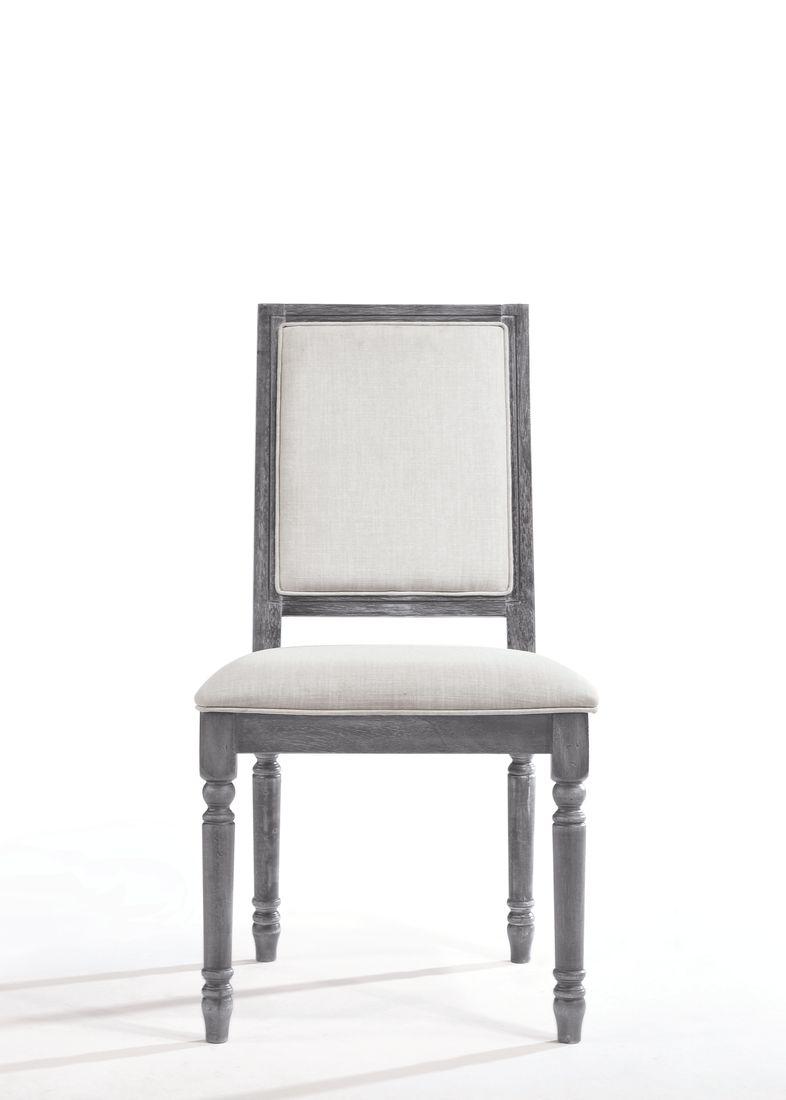 Leventis Cream Linen & Weathered Gray Side Chair (Set-2)
