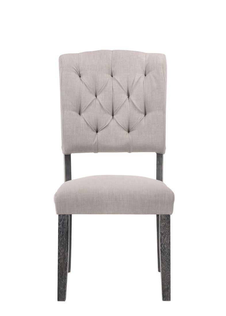 Bernard Linen & Weathered Gray Oak Side Chair (Set-2)