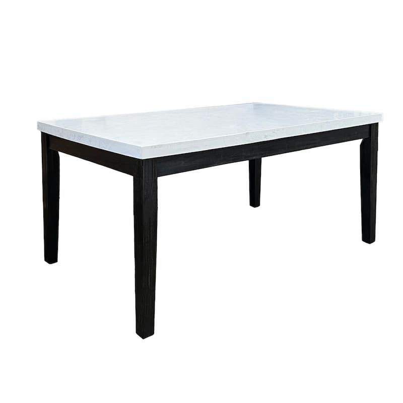 Nolan White Nature Marble Top & Salvage Dark Oak Dining Table