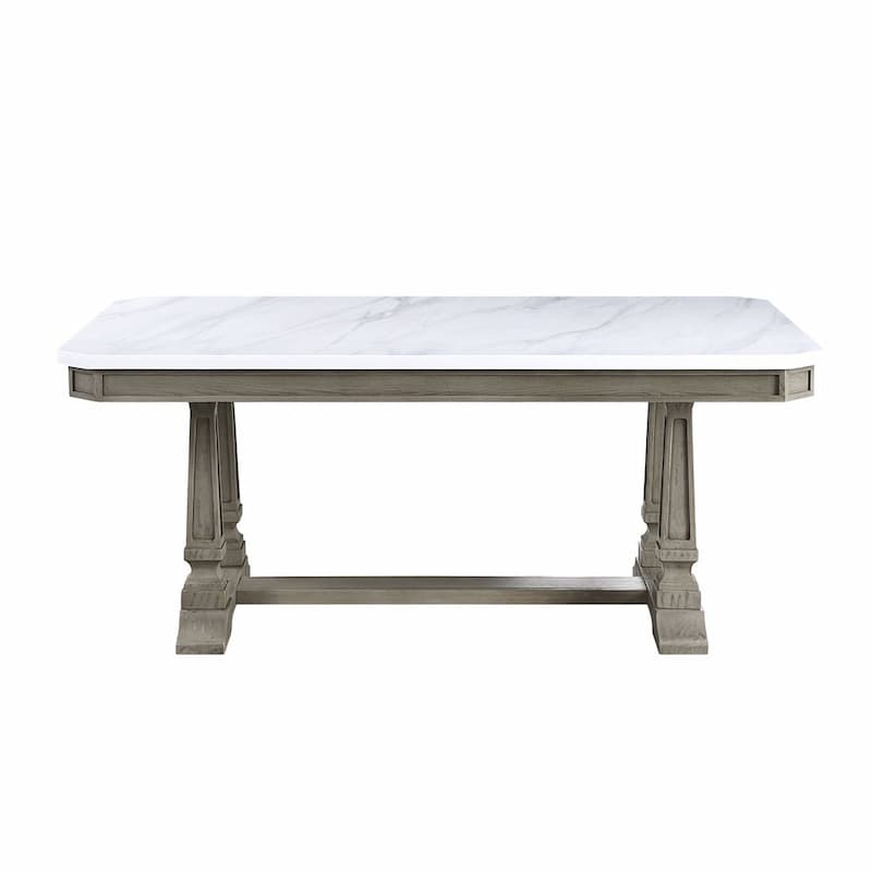 Zumala Nature Marble Top & Weathered Oak Finish Dining Table