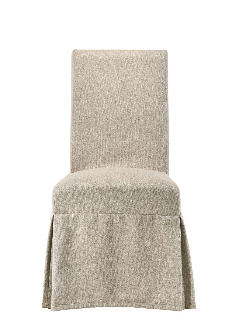 Faustine Tan Fabric & Salvaged Light Oak Finish Side Chair (Set-2)