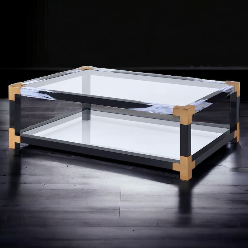Lafty White Brushed & Clear Glass Coffee Table