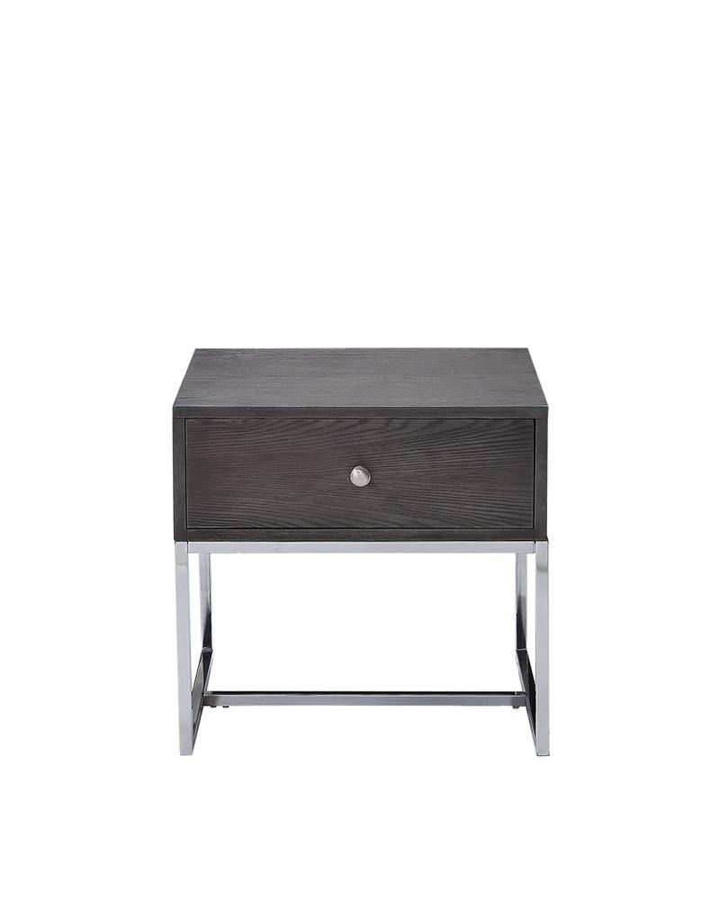 Iban Gray Oak & Chrome End Table