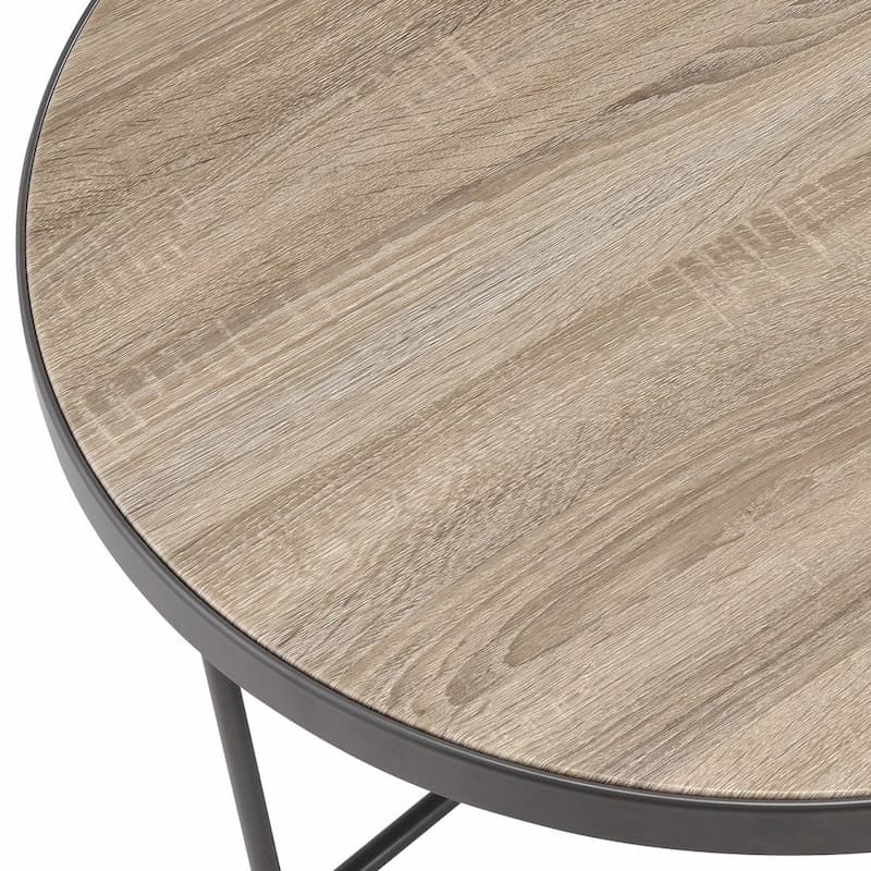 Bage Weathered Gray Oak & Metal Coffee Table
