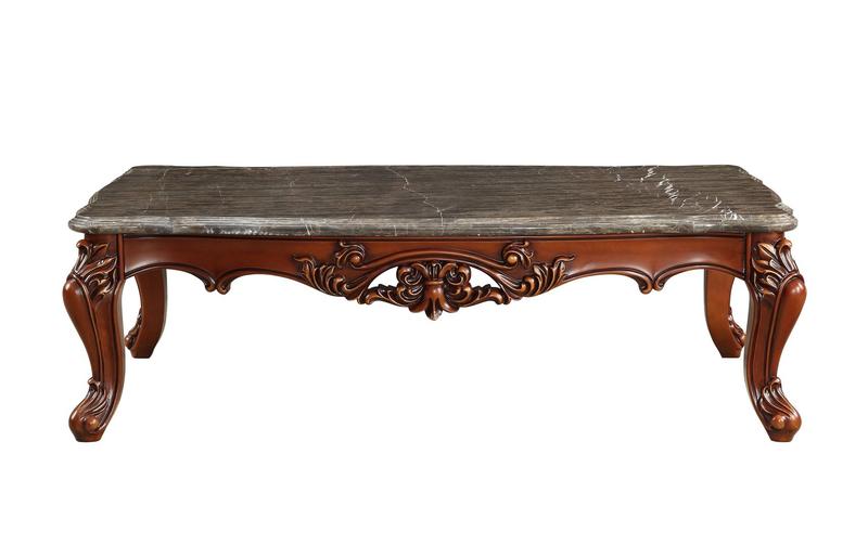 Eustoma Natural Marble Top & Walnut Coffee Table