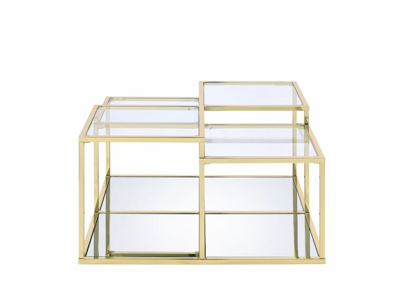 Uchenna Clear Glass & Gold Finish Coffee Table