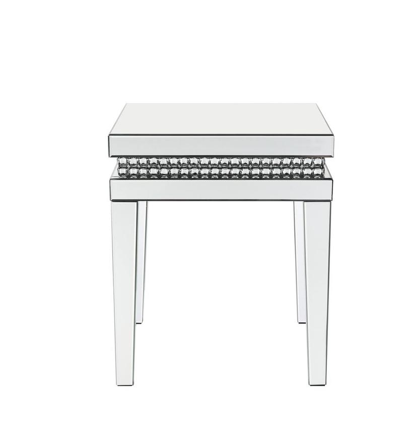 Lotus Mirrored, Faux Ice Cube Crystals End Table