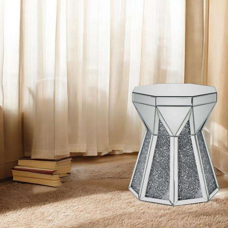 Noralie Mirrored & Faux Diamonds End Table