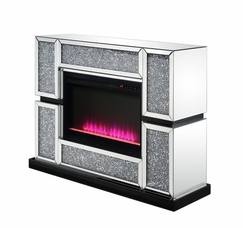 Noralie Mirrored & Faux Diamonds Fireplace