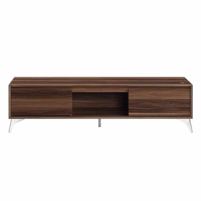 Raceloma LED, Walnut & Chrome Finish Tv Stand