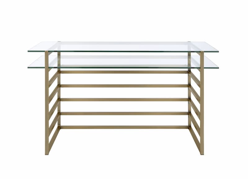 Shona Antique Gold & Clear Glass Writing Desk