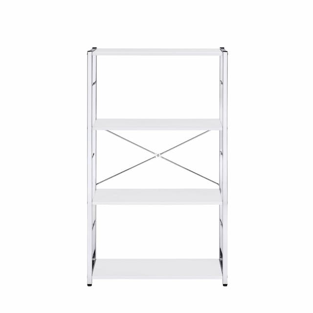 Tennos White & Chrome Finish Bookshelf