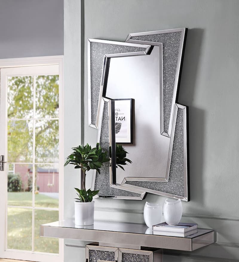 Noralie Mirrored & Faux Diamonds Accent Mirror