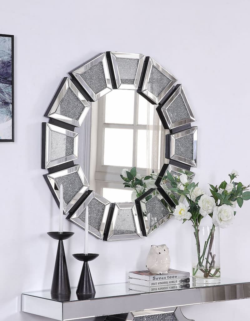 Noralie Mirrored & Faux Diamonds Accent Mirror