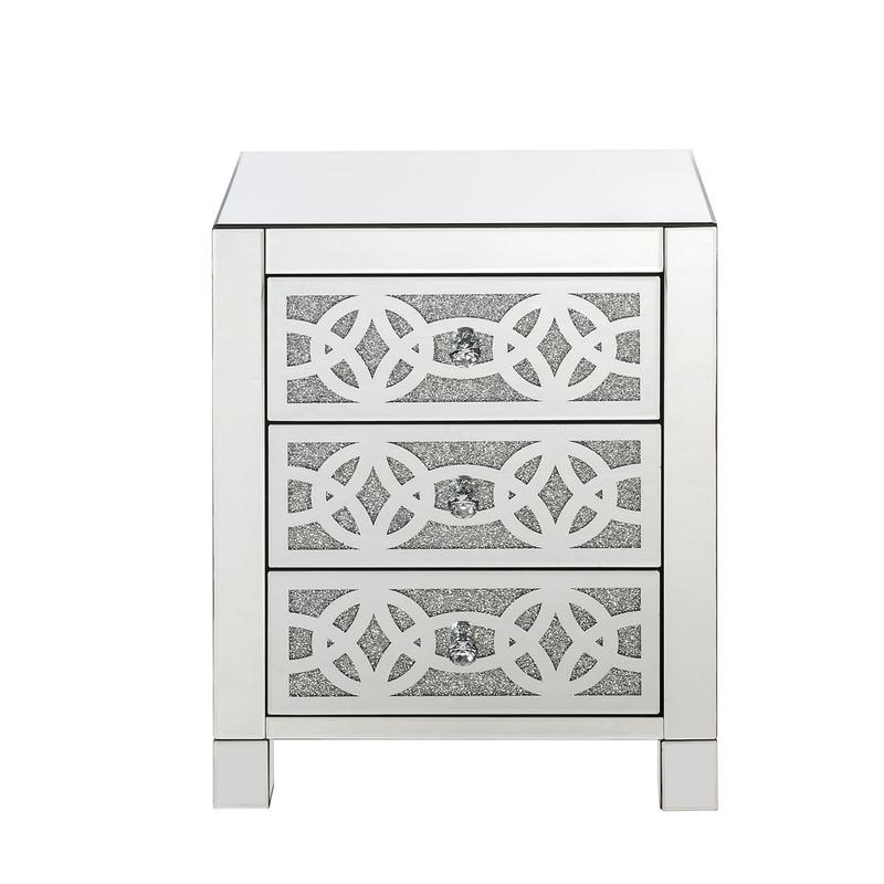 Noralie Mirrored & Faux Diamonds Accent Table