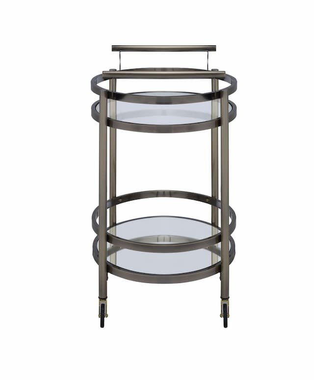 Lakelyn Brushed Bronze & Clear Glass Serving Cart