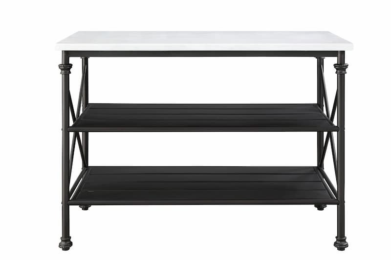 Brahm White Nature Marble Top & Gray Finish Kitchen Island