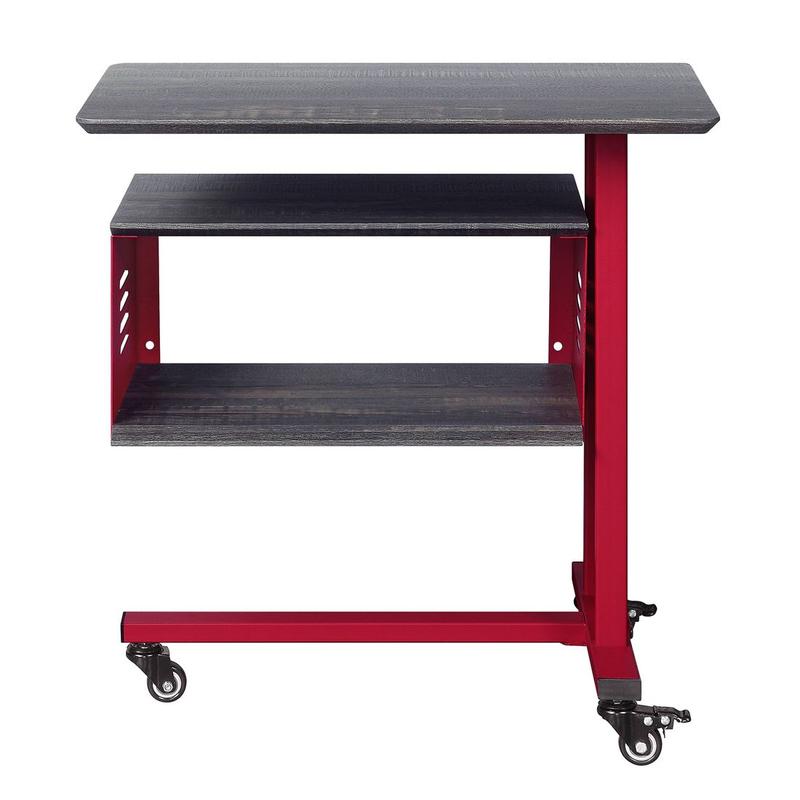 Cargo Red Accent Table W/Wall Shelf