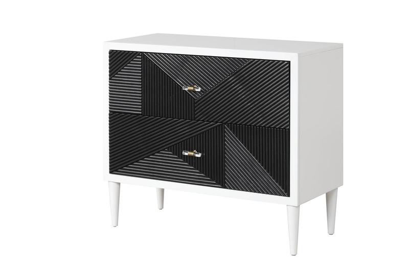 Dubni White & Black Finish Accent Table