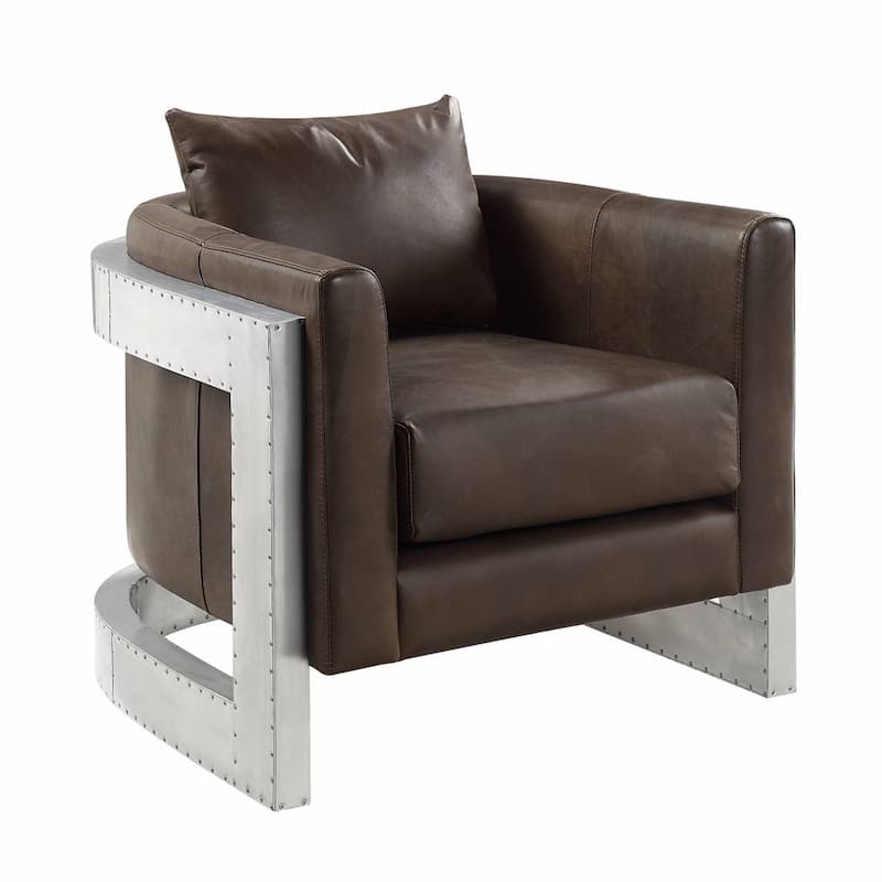 Betla Espresso Top grain  Leather Accent Chair