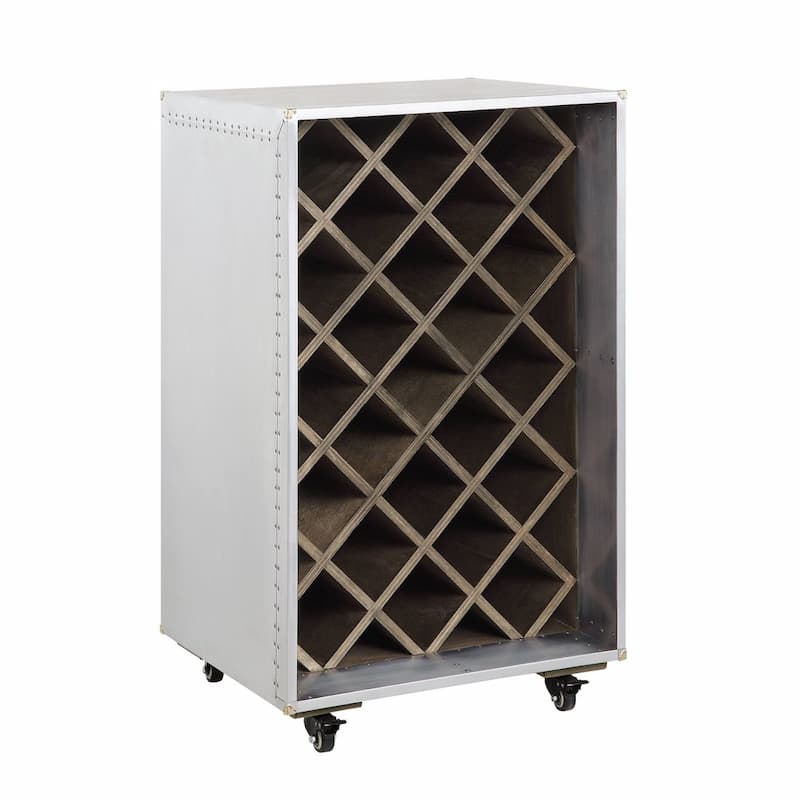 Raini Aluminum Finish Wine Cabinet