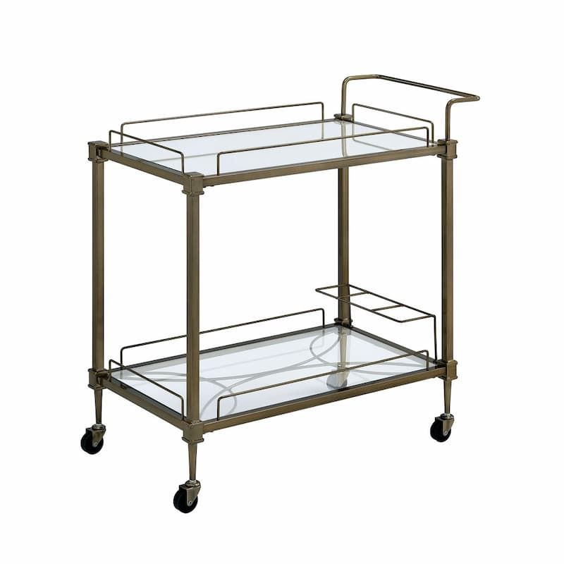 Aditya Mirror & Antique Brass Finish Serving Cart