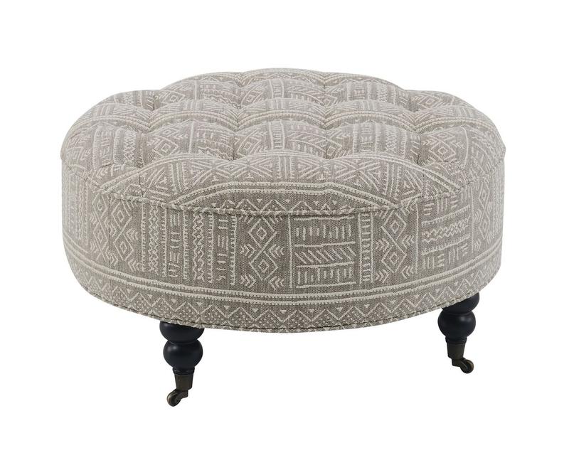 Upendo Pattern Fabric Ottoman W/Caster