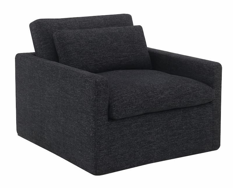 Frederick Dark Gray Fabric Swivel Chair W/Pillow