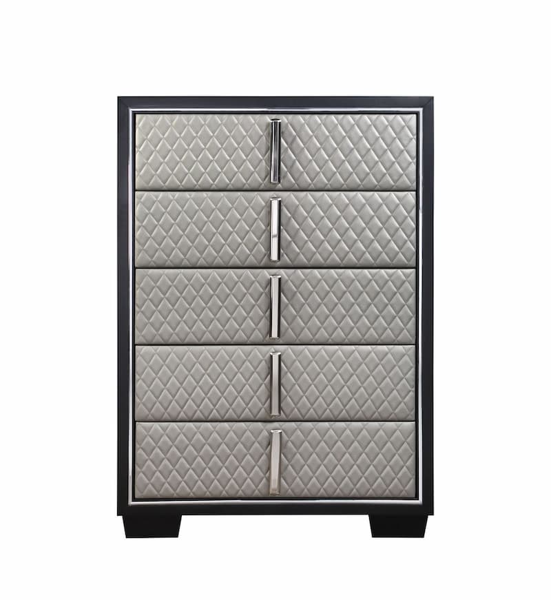 Nicola Silver Synthetic Leather & Black Finish Chest