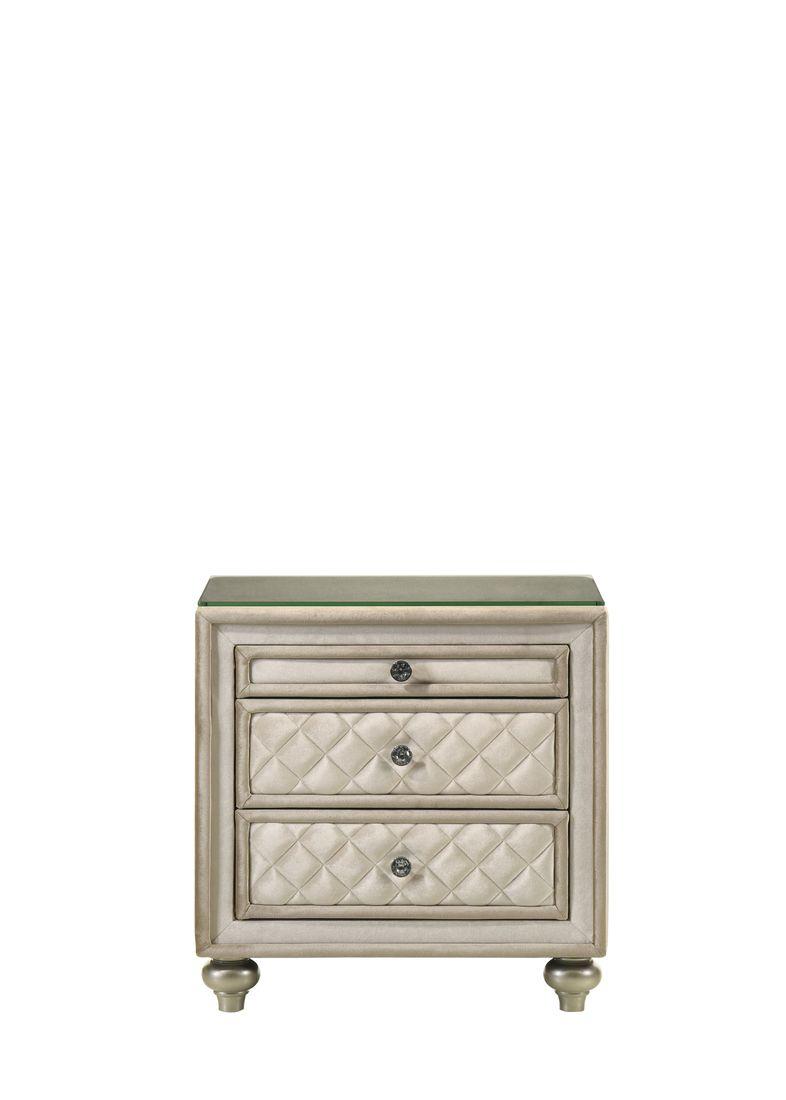 Lucienne Beige Velvet Nightstand