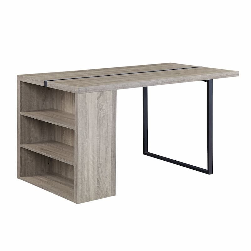 Patwin Gray Oak & Black Finish Dining Table