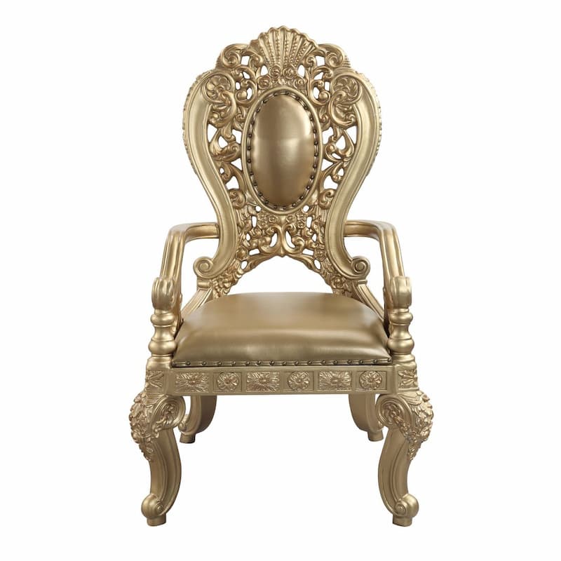 Seville Synthetic Leather & Gold Finish Arm Chair (Set-2)
