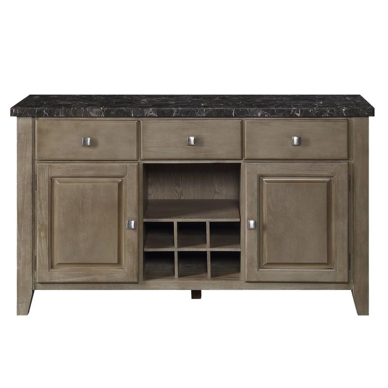 Charnell Natural Marble Top & Oak Finish Server