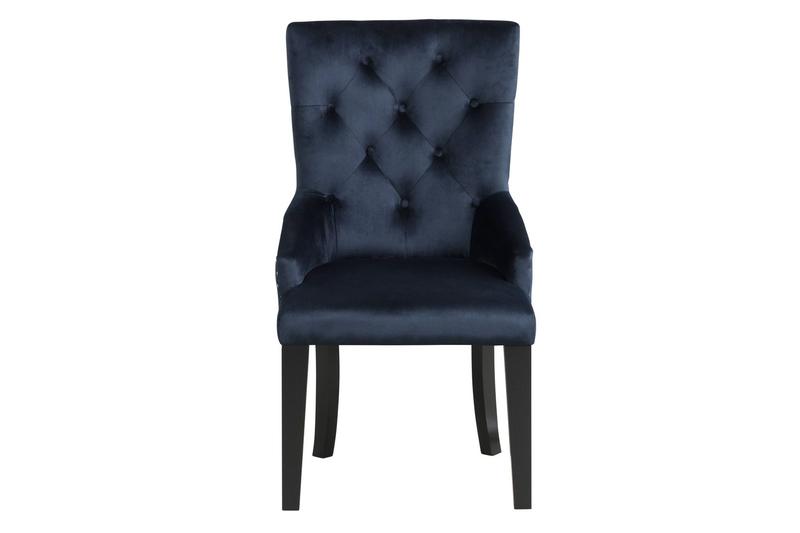 Varian II Dark Navy Velvet & Black Finish Side Chair