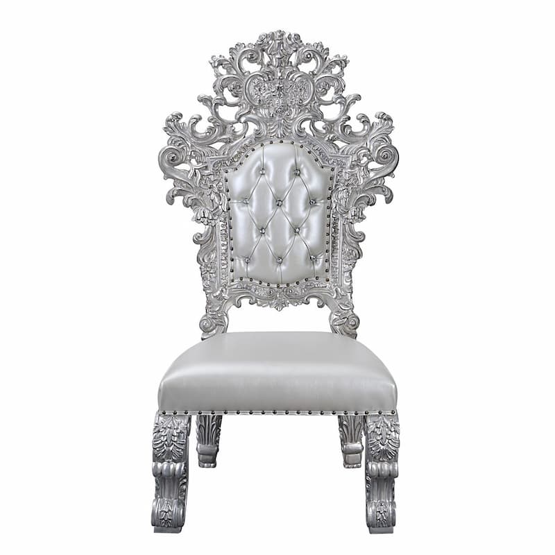 Valkyrie Synthetic Leather, Antique Platinum Finish Side Chair (Set-2)