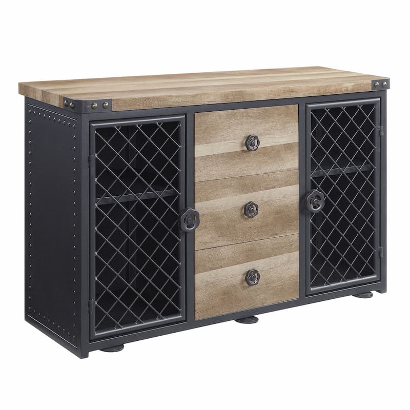 Edina Oak & Sandy Black Finish Server