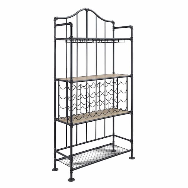 Edina Oak & Sandy Black Finish Wine Rack