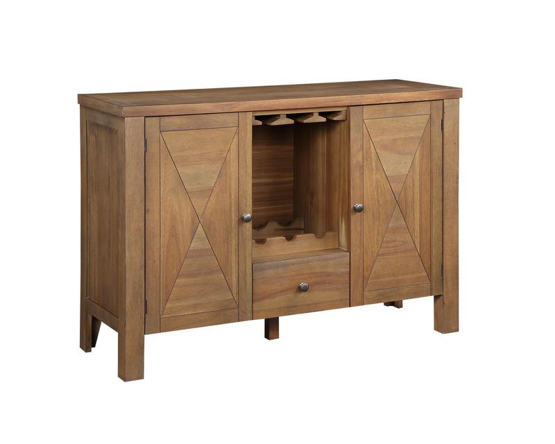 Pascaline Gray Fabric, Rustic Brown & Oak Finish Server