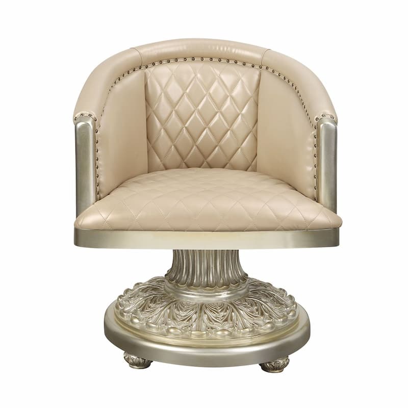Sorina Synthetic Leather & Antique Gold Finish Arm Chair