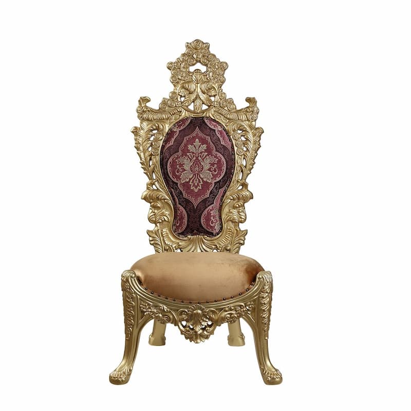 Bernadette Pattern Fabric & Gold Finish Side Chair (Set-2)