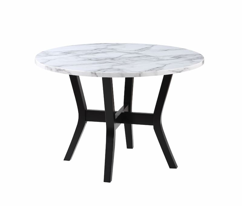 Kusa Engineered Stone & Black Finish 5Pc Pack Dining Set W/Engineering Stone Top