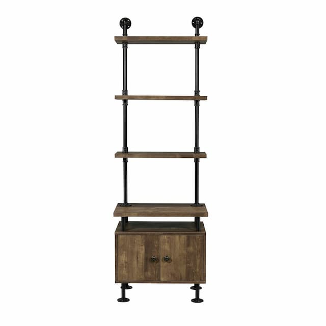 Ensata II Rustic Oak  & Black Finish Tv Stand Side Pier