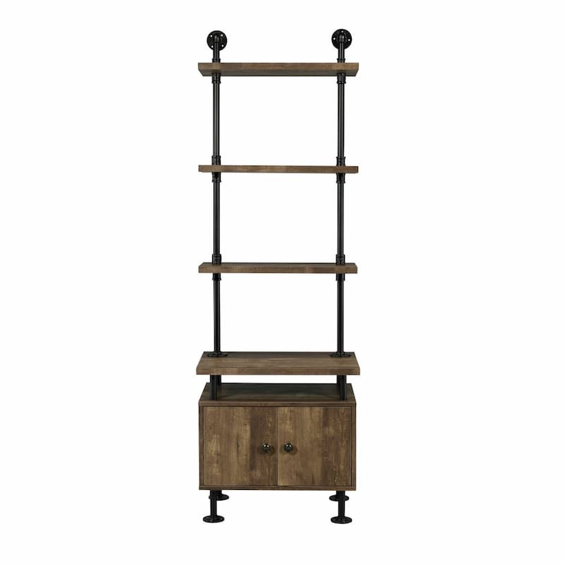 Ensata II Rustic Oak  & Black Finish Tv Stand Side Pier