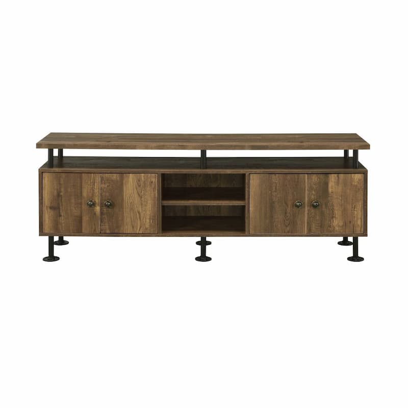 Ensata II Rustic Oak  & Black Finish Tv Stand