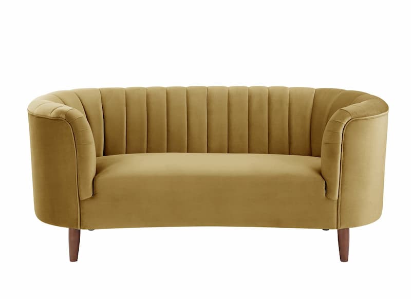 Millephri Olive Yellow Velvet Loveseat