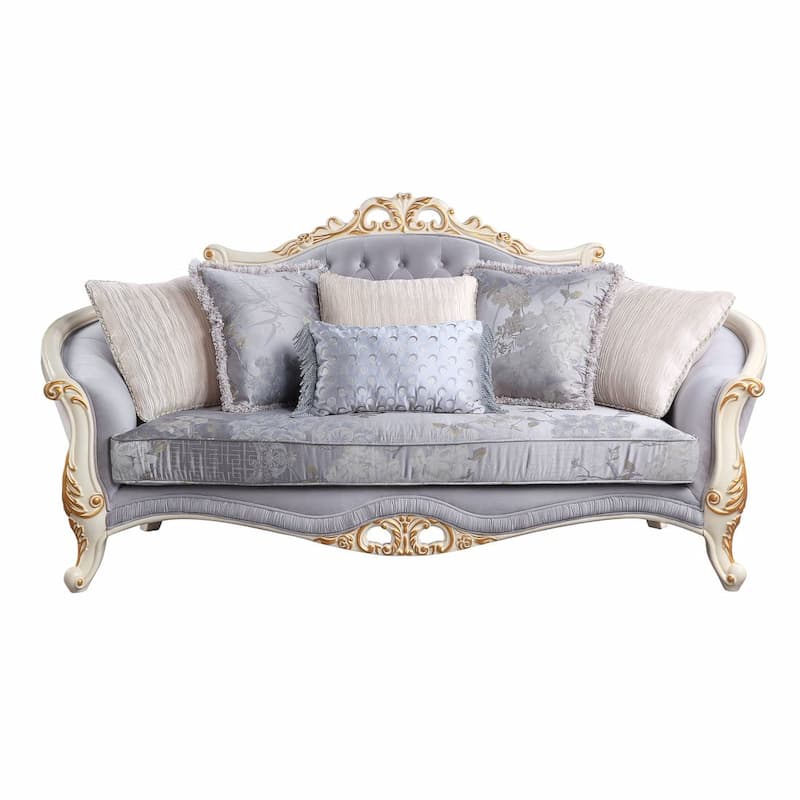 Galelvith Gray Fabric Sofa W/6 Pillows