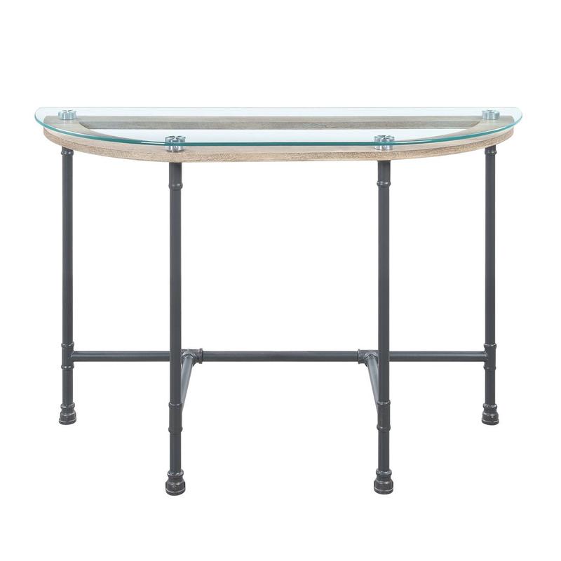 Brantley Clear Glass & Sandy Gray Finish Sofa Table